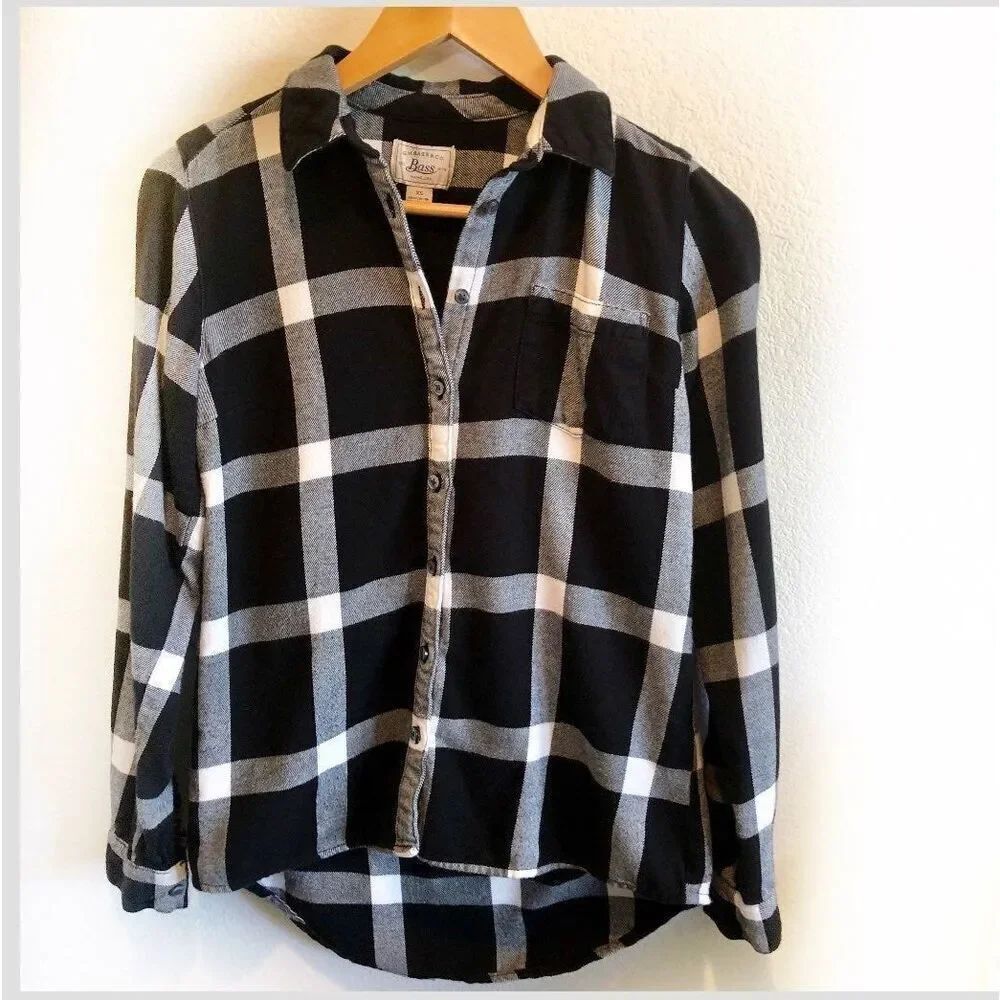 Bass Black And White Plaid Shirt